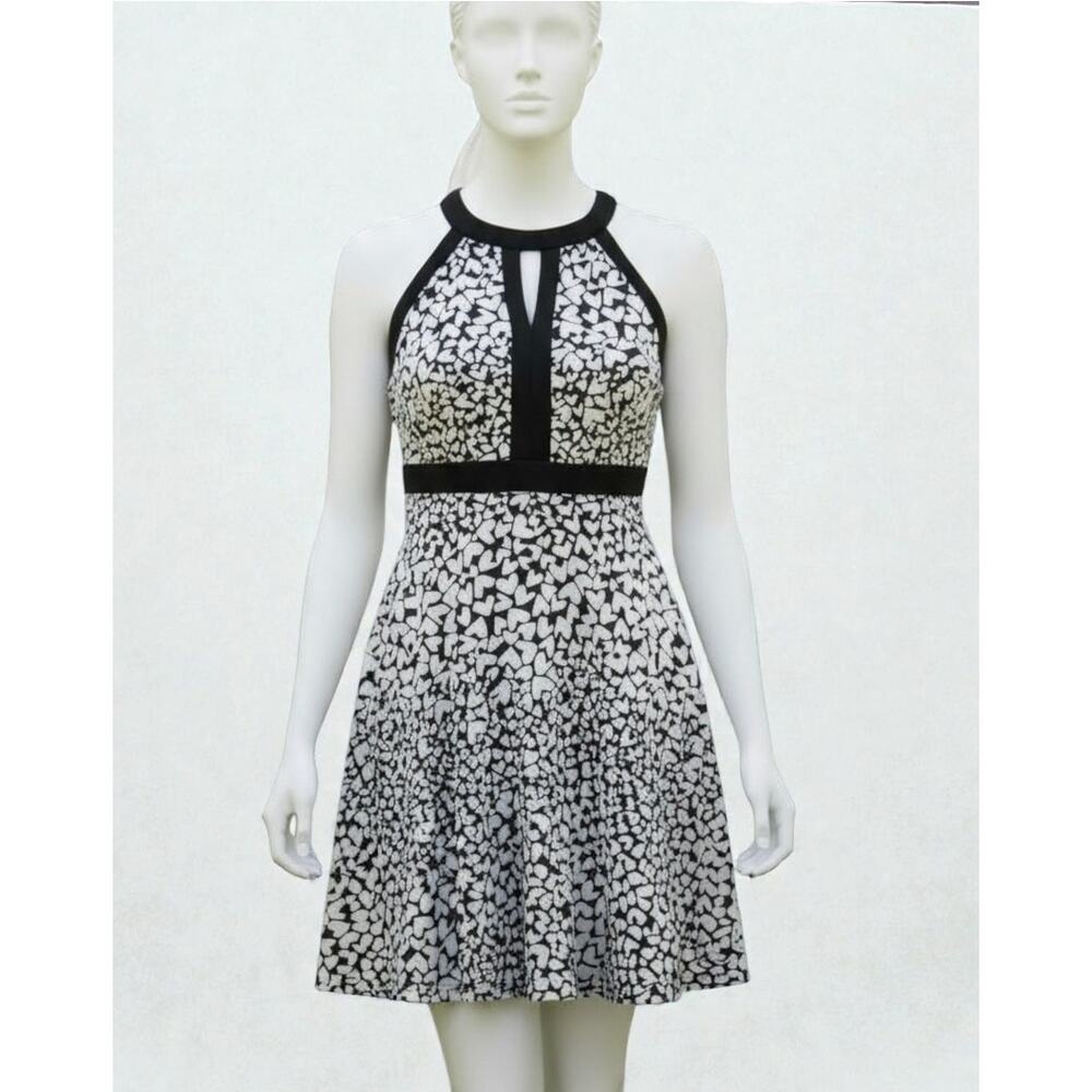 ELLE Black White Heart Print Halter Dress Size 2